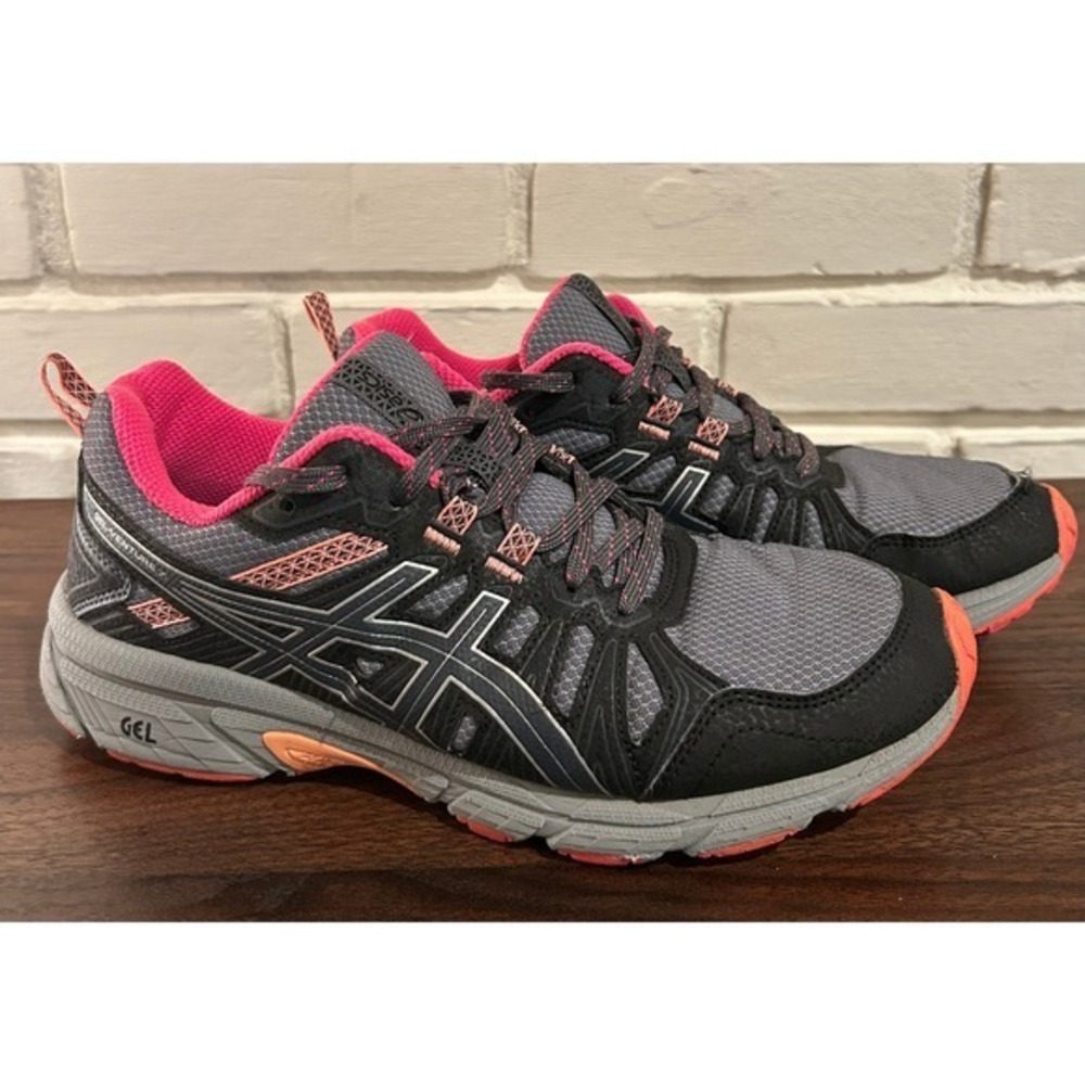 ASICS‎ Gel Venture 8 Wide Womens 1012A477 Shoes Gray Pink Orange Size 8 Wide